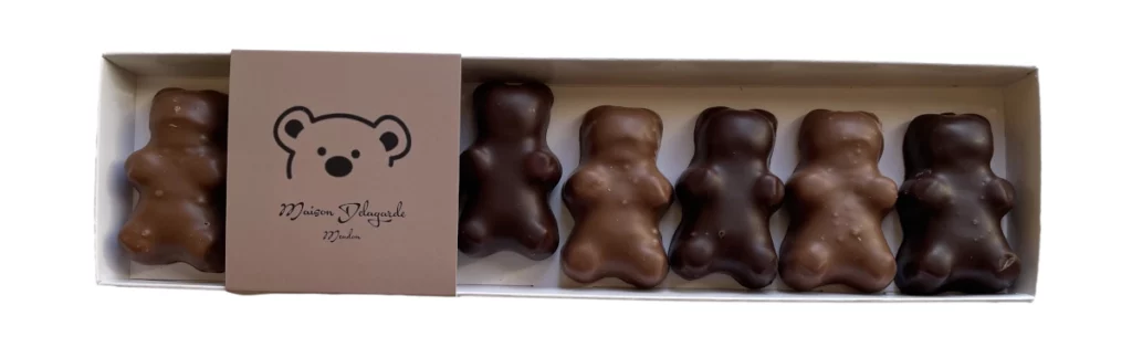 Oursons en guimauve chocolat noir et au lait